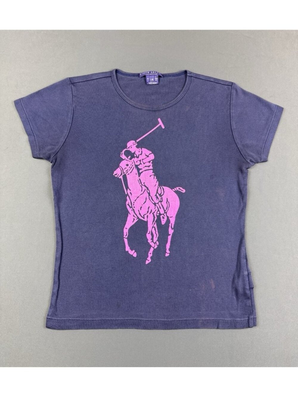 Rare Vintage Y2K Ralph Lauren Purple Label Womens Big Pony Logo Large Shirt Art